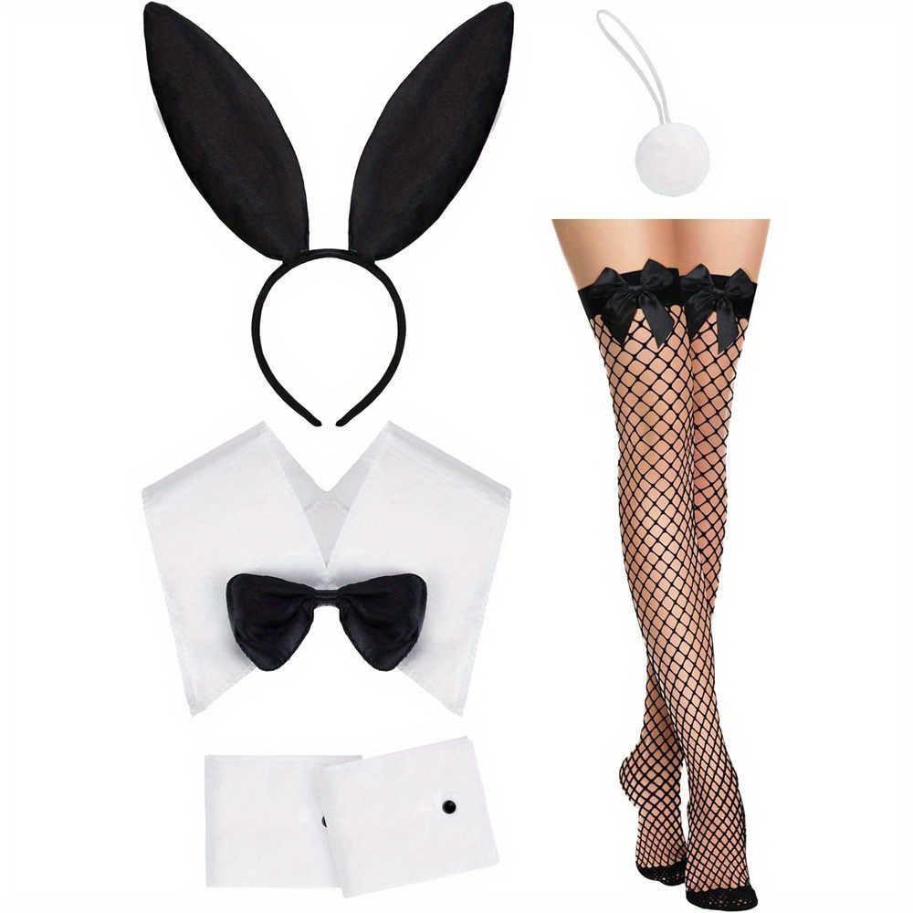 Fishnet Stocking Women - KadınKostüm Seti Siyah Tavşan Kulakları Tavşan