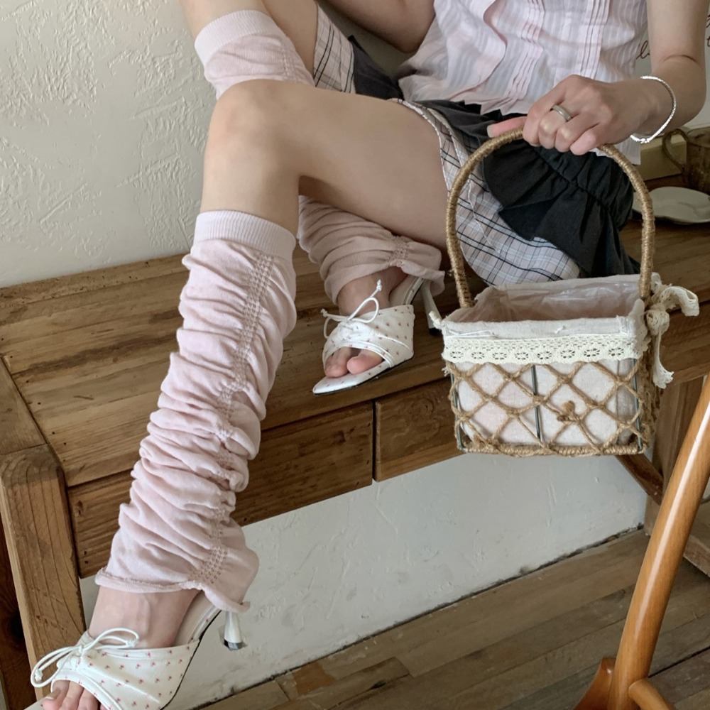 Boot Sock Slouchy - Pembe fırfırlı kabarcık gevşek bacak ısıtıcısı