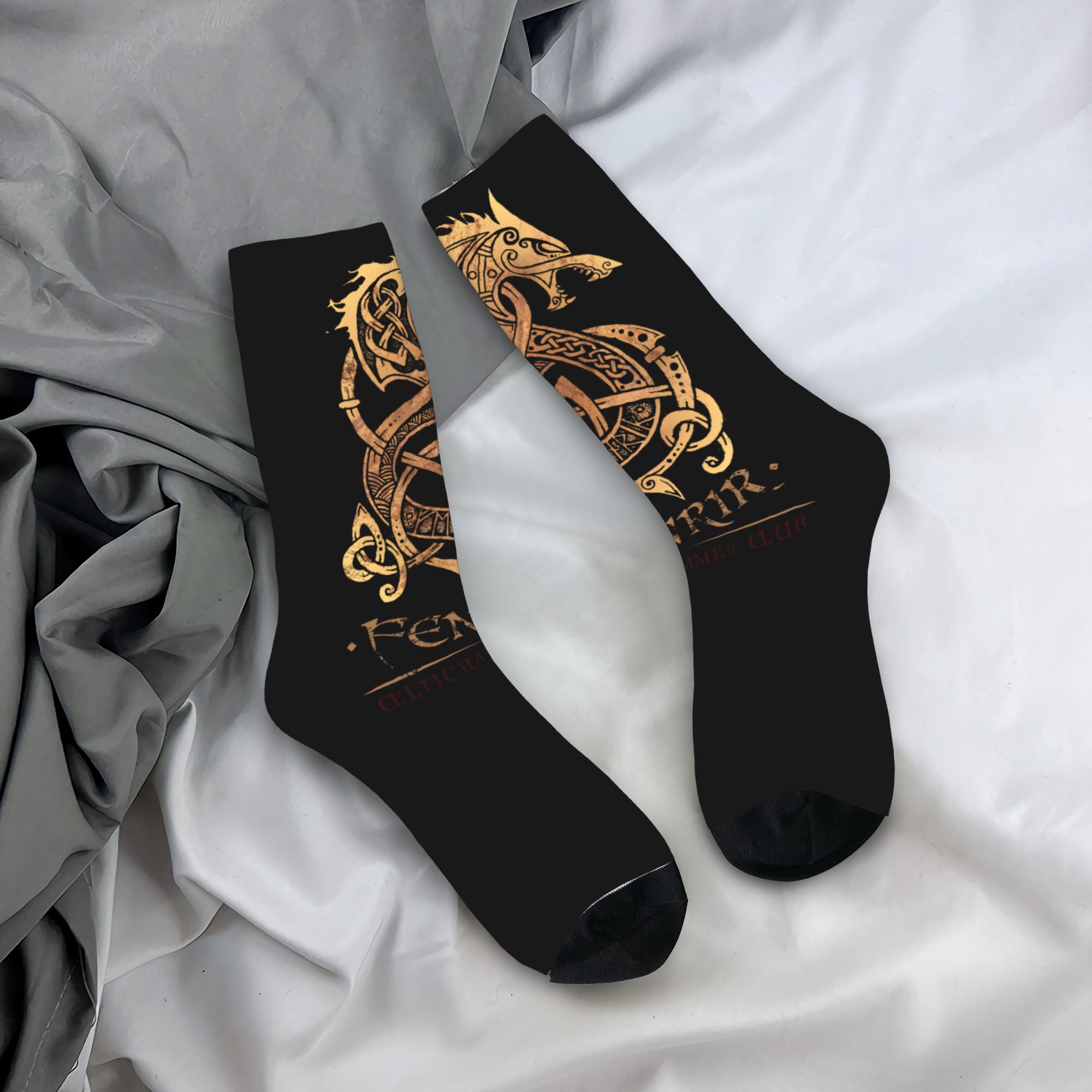Dress Sock Men - Özel Viking Valhalla Fenrir İskandinav Kurt