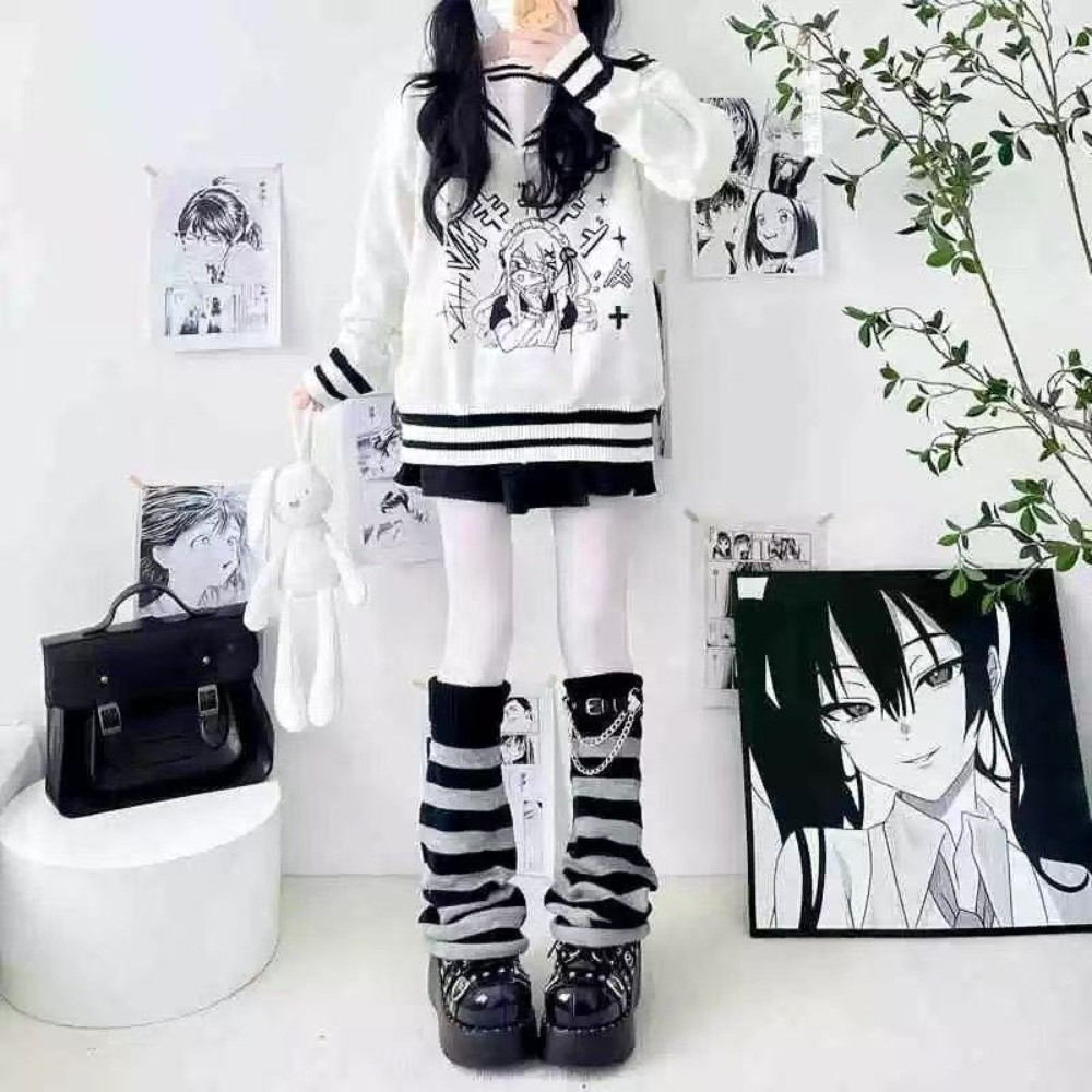 Boot Sock Slouchy - Japon Stili Harajuku Örgü Bacak Isıtıcıları,