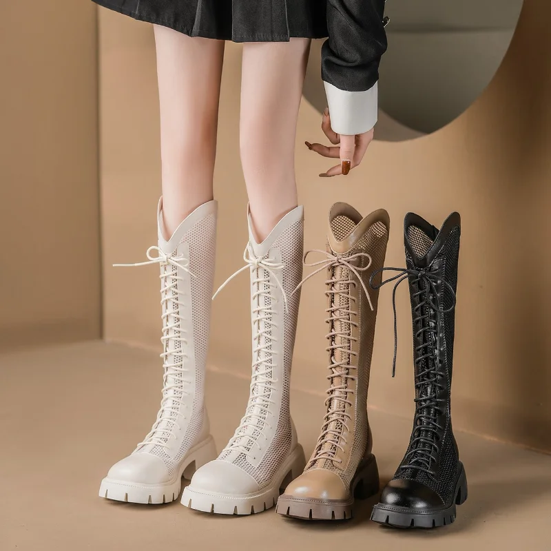 Knee High Sock Women - Kadın Yazlık Diz Boyu Fileli Yüksek