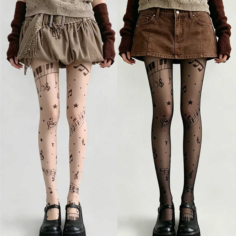 Y2K nota baskı şeffaf külotlu  - Tights Pantyhose Sheer incelemesi ve fiyatı