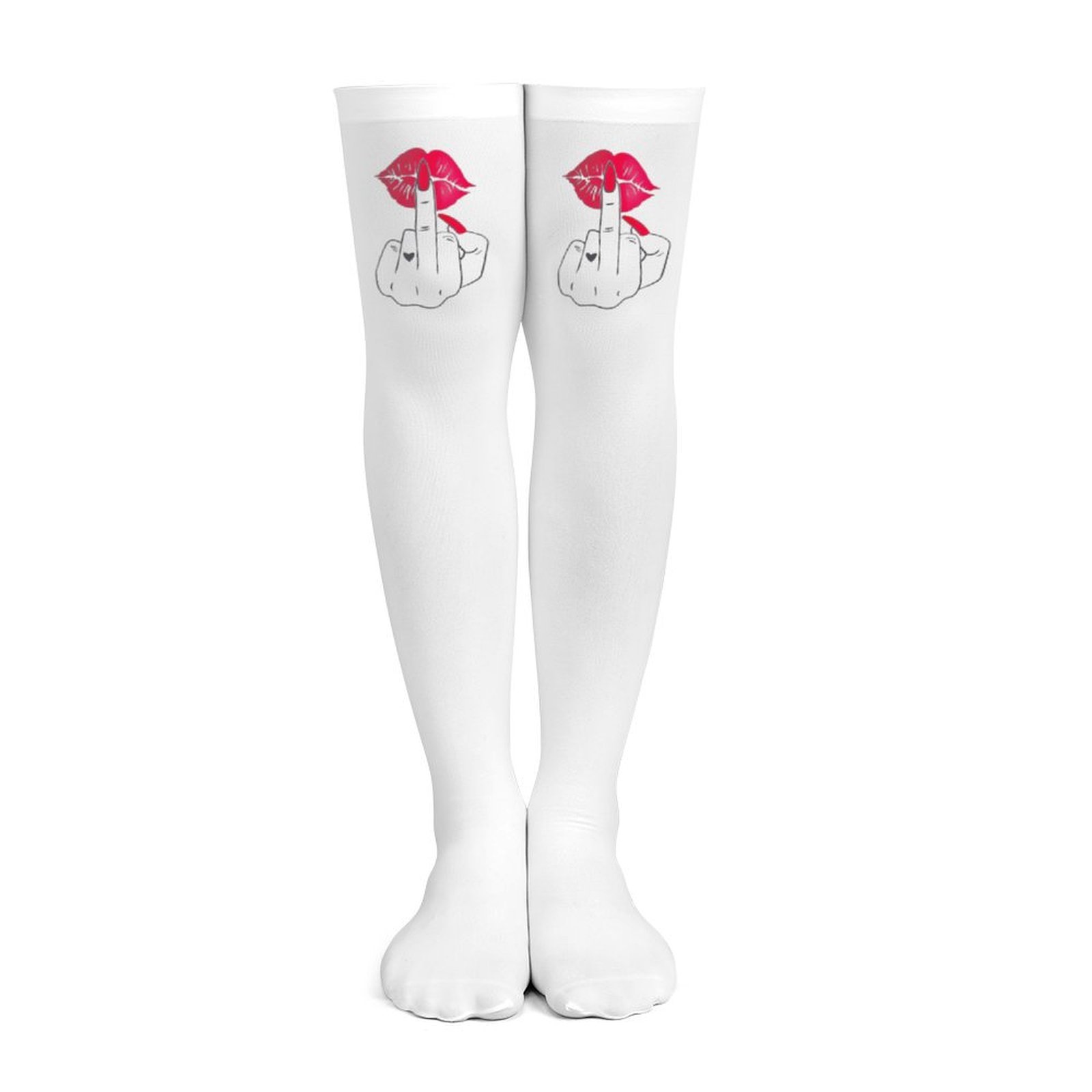 Bayan beyaz orta parmak desenl - Knee High Sock Women incelemesi ve fiyatı