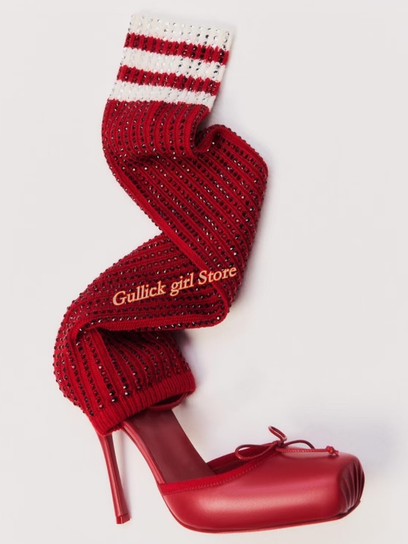 Kırmızı Örgü Kare Burunlu Botl - Knee High Sock Women incelemesi ve fiyatı