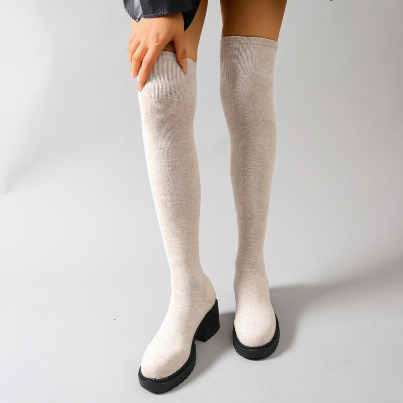 Kalın Tabanlı Diz Üstü Çizmele - Knee High Sock Women incelemesi ve fiyatı