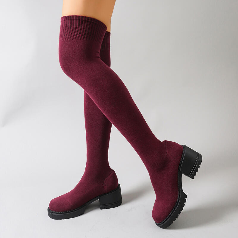 Kalın Tabanlı Diz Üstü Çizmele - Knee High Sock Women incelemesi ve fiyatı